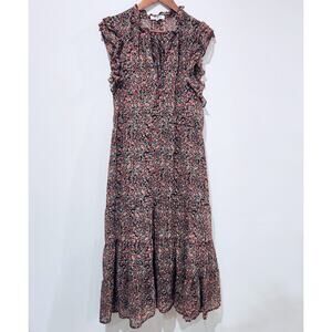 BB Dakota By Steve Madden Womens Black Floral Chiffon Maxi Dress Size Large Boho
